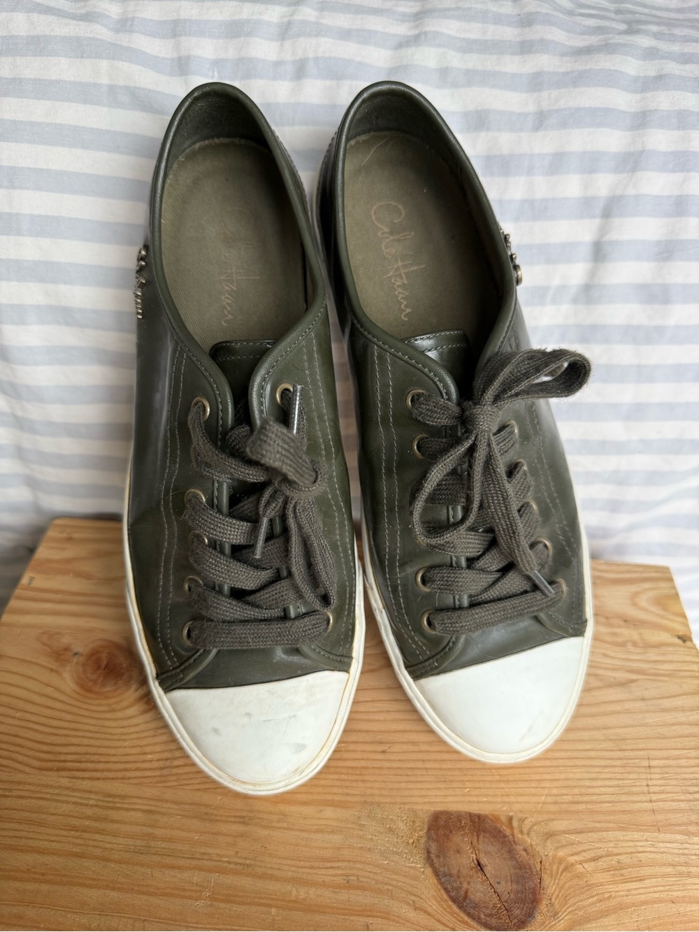 Cole Haan/Nike Olive Green Leather Low-Top Sneakers